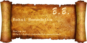 Beksi Benedetta névjegykártya